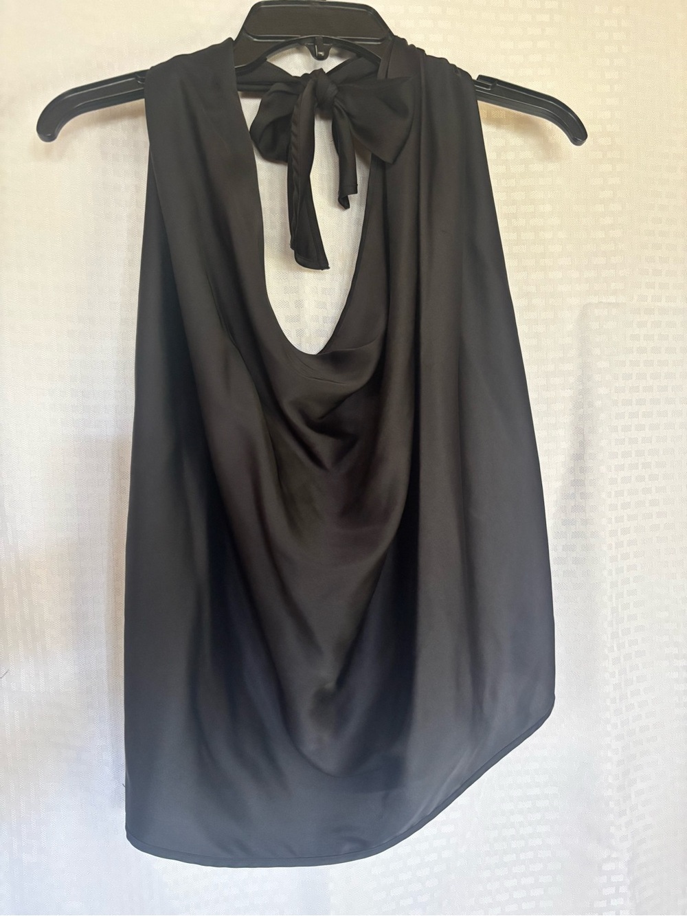 Express Black Satin Cowl Halter Tie-Back Camisole